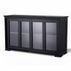 Black Sideboard Buffet Dining Storage Cabinet with 2 Glass Sliding Doors