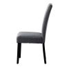 Set of 2 Modern Grey Fabric Upholstered Dining Chair with Black Wood Legs