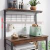 Industrial Kitchen Metal Wood Bakers Rack Microwave Cart with Storage Cabinet