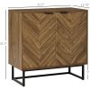 Modern Entryway Sideboard Buffet Dining Storage Cabinet in Walnut Wood Finish