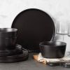 16-Piece Stoneware Dinnerware Set in Matte Black - Service for 4