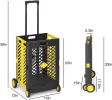 55L Foldable Rolling Cart with Wheels, Portable Updated Utility Tools Rolling Crate w/ Telescopic Handle, Yellow/Gray with Lid